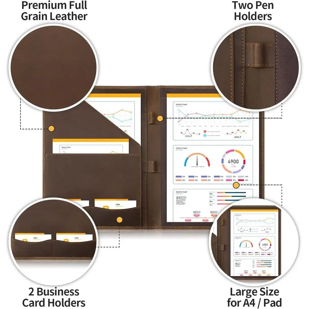 Genuine Leather Portfolio Organizer, Padfolio Business